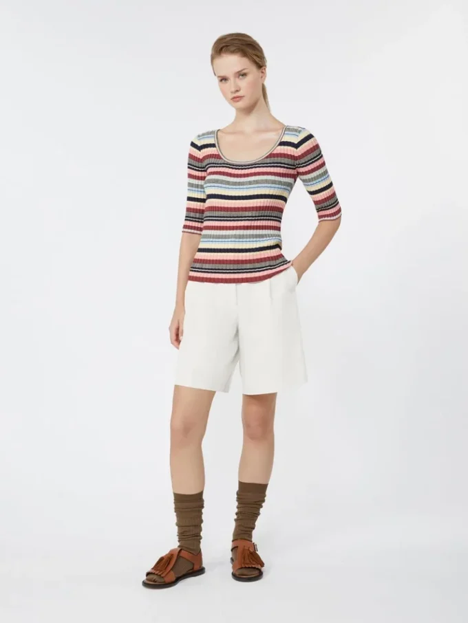 Stretch viscose yarn ribbed jumper, multicolour Stretch viscose yarn ribbed jumper, multicolour