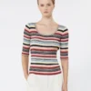 Stretch viscose yarn ribbed jumper, multicolour Stretch viscose yarn ribbed jumper, multicolour