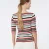 Stretch viscose yarn ribbed jumper, multicolour Stretch viscose yarn ribbed jumper, multicolour