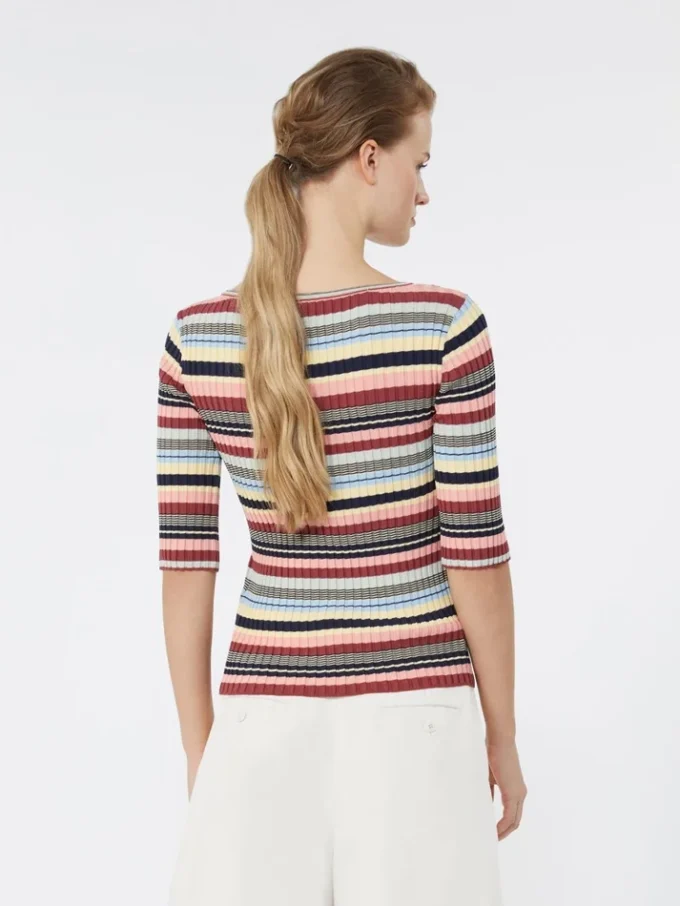 Stretch viscose yarn ribbed jumper, multicolour Stretch viscose yarn ribbed jumper, multicolour