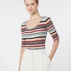 Stretch viscose yarn ribbed jumper, multicolour Stretch viscose yarn ribbed jumper, multicolour