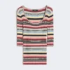 Stretch viscose yarn ribbed jumper, multicolour Stretch viscose yarn ribbed jumper, multicolour