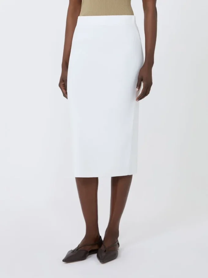 Stretch viscose yarn sheath dress, optical white