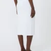 Stretch viscose yarn sheath dress, optical white