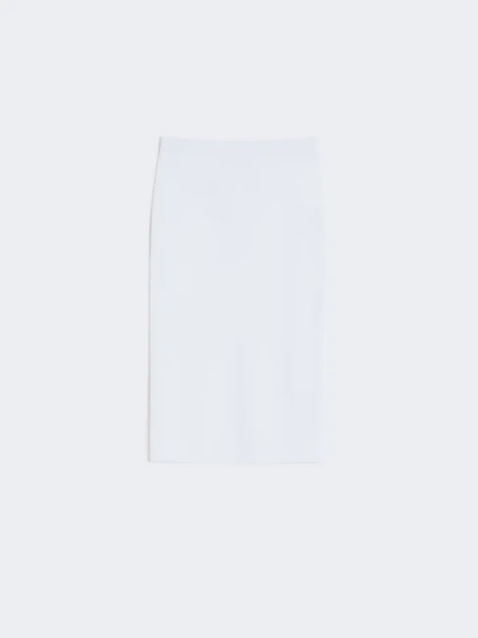 Stretch viscose yarn sheath dress, optical white