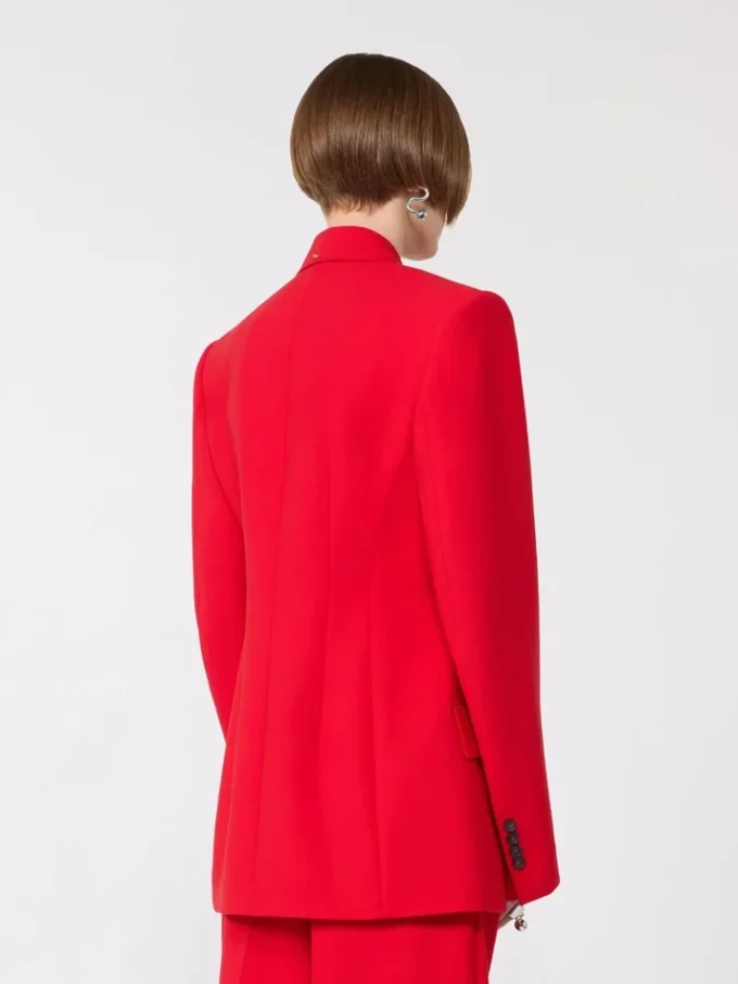 Stretch-wool double-breasted blazer, red