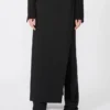 Stretch wool trousers with removable panel, black