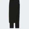 Stretch wool trousers with removable panel, black