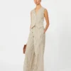 Striped cotton and silk canvas gilet, beige Striped cotton and silk canvas gilet, beige