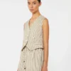 Striped cotton and silk canvas gilet, beige Striped cotton and silk canvas gilet, beige