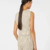 Striped cotton and silk canvas gilet, beige Striped cotton and silk canvas gilet, beige