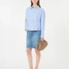 Striped cotton oxford shirt, light blue