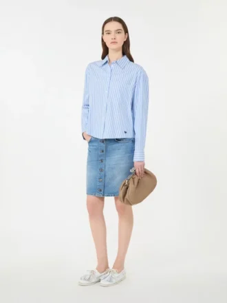 Striped cotton oxford shirt, light blue