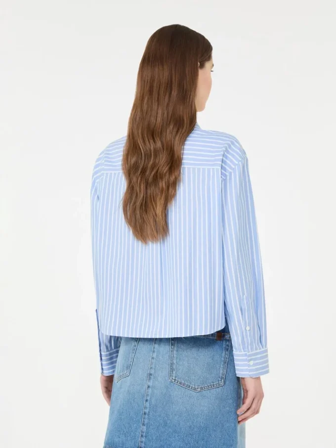 Striped cotton oxford shirt, light blue