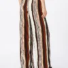 Striped crepe de chine trousers, brick red Striped crepe de chine trousers, brick red
