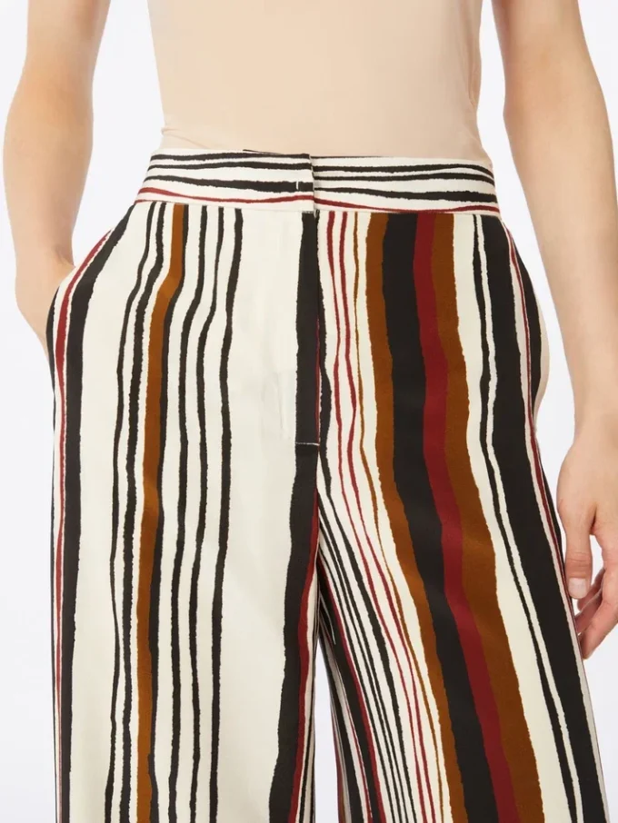 Striped crepe de chine trousers, brick red Striped crepe de chine trousers, brick red