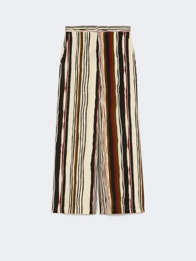 Striped crepe de chine trousers, brick red Striped crepe de chine trousers, brick red