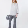 Striped linen canvas shirt, navy