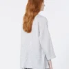 Striped linen canvas shirt, navy