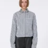 Striped poplin cropped shirt, black