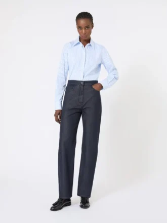 Striped poplin shirt, light blue