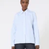 Striped poplin shirt, light blue