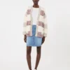 Striped wool and cotton cardigan, sand