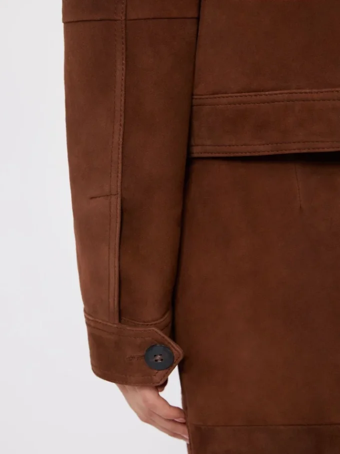 Suede boxy jacket, chocolate