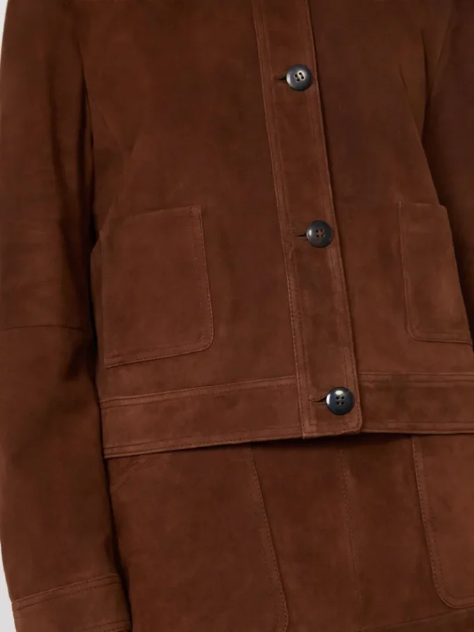 Suede boxy jacket, chocolate