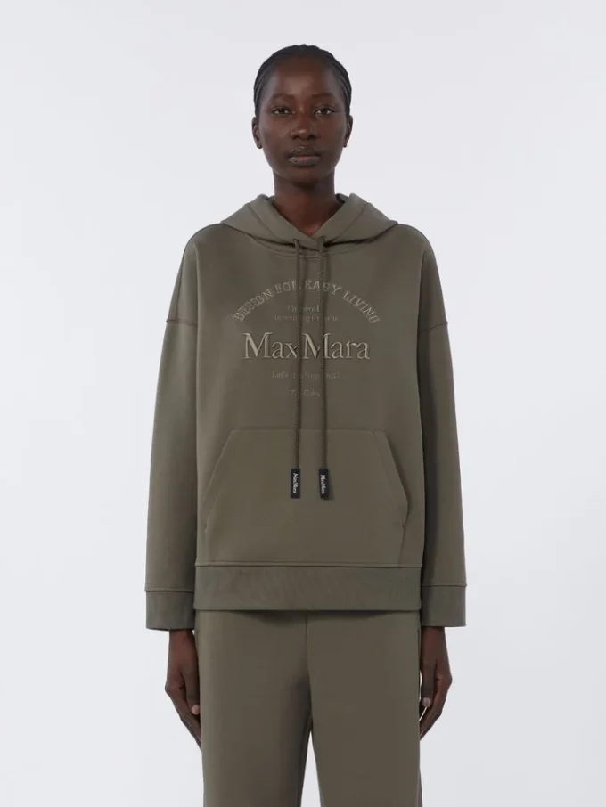 Technical cotton jersey sweatshirt, kaki