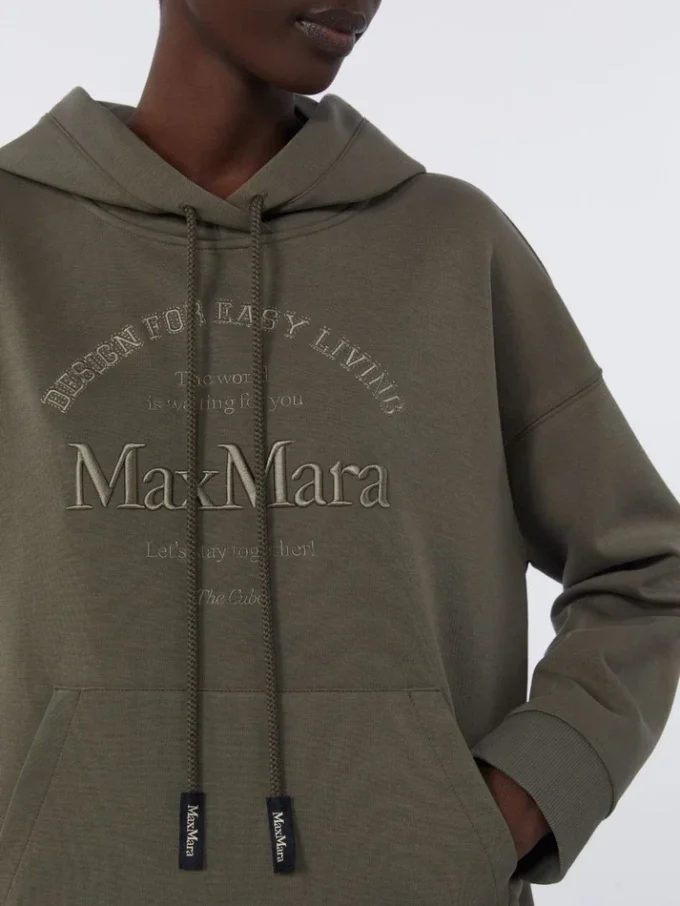Technical cotton jersey sweatshirt, kaki