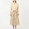 Technical fabric and cotton dress, hazelnut brown