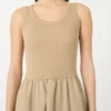 Technical fabric and cotton dress, hazelnut brown