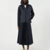 Technical fabric and jersey skirt, navy