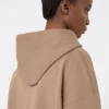 Technical jersey zip-up sweatshirt, camel
