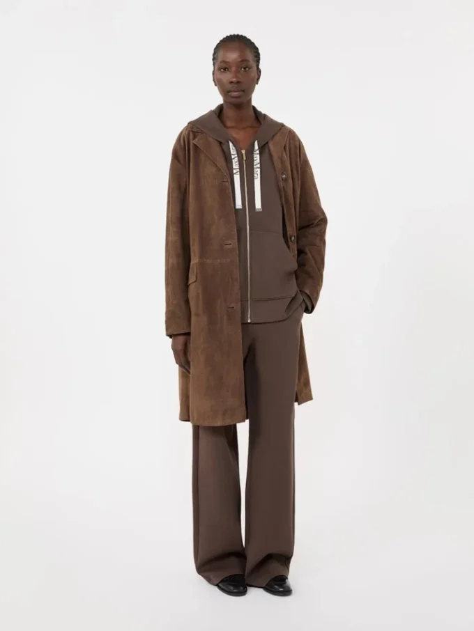 Technical jersey zip-up sweatshirt, chocolate