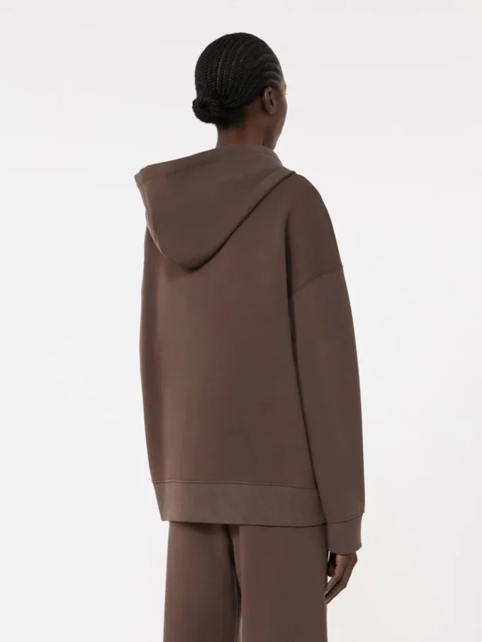 Technical jersey zip-up sweatshirt, chocolate