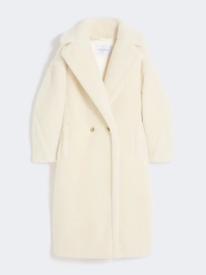 Teddy bear icon coat in alpaca and wool, white