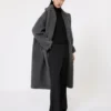 Teddy bear icon coat in wool and alpaca, medium grey