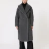 Teddy bear icon coat in wool and alpaca, medium grey