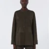 Topstitched suede jacket, green