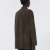 Topstitched suede jacket, green