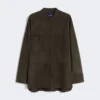 Topstitched suede jacket, green