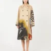 Trench coat in patterned water-repellent gabardine, skin orient Trench coat in patterned water-repellent gabardine, skin orient
