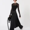 Trompe l'oeil viscose jumper, black