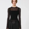 Trompe l'oeil viscose jumper, black