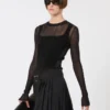 Trompe l'oeil viscose jumper, black