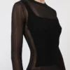 Trompe l'oeil viscose jumper, black