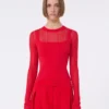 Trompe l'oeil viscose jumper, red
