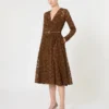 Tulle midi dress, chocolate